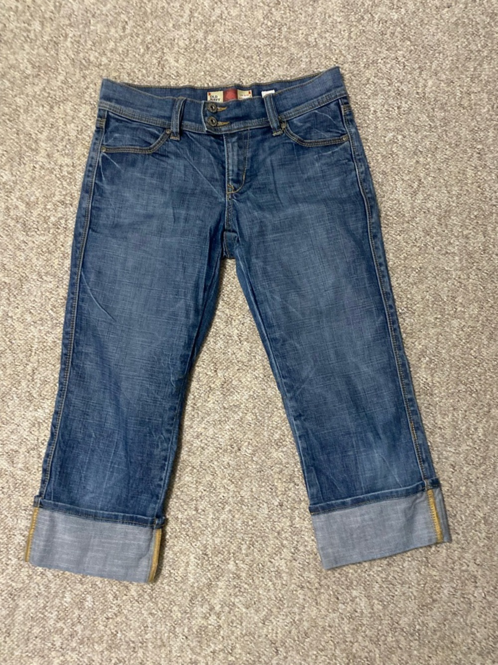 Y2K Old Navy Blue Cropped Cuffed Capri Jeans